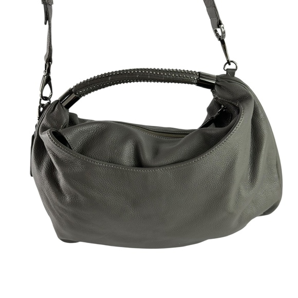 Genuine KENNETH COLE Grey Pebbled Slouchy Leather Shoulder Bag Crossbody - Picture 3 of 11